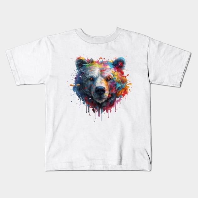 Bear Splash Art: Powerful Fantasy Representation #1 Kids T-Shirt by AntielARt